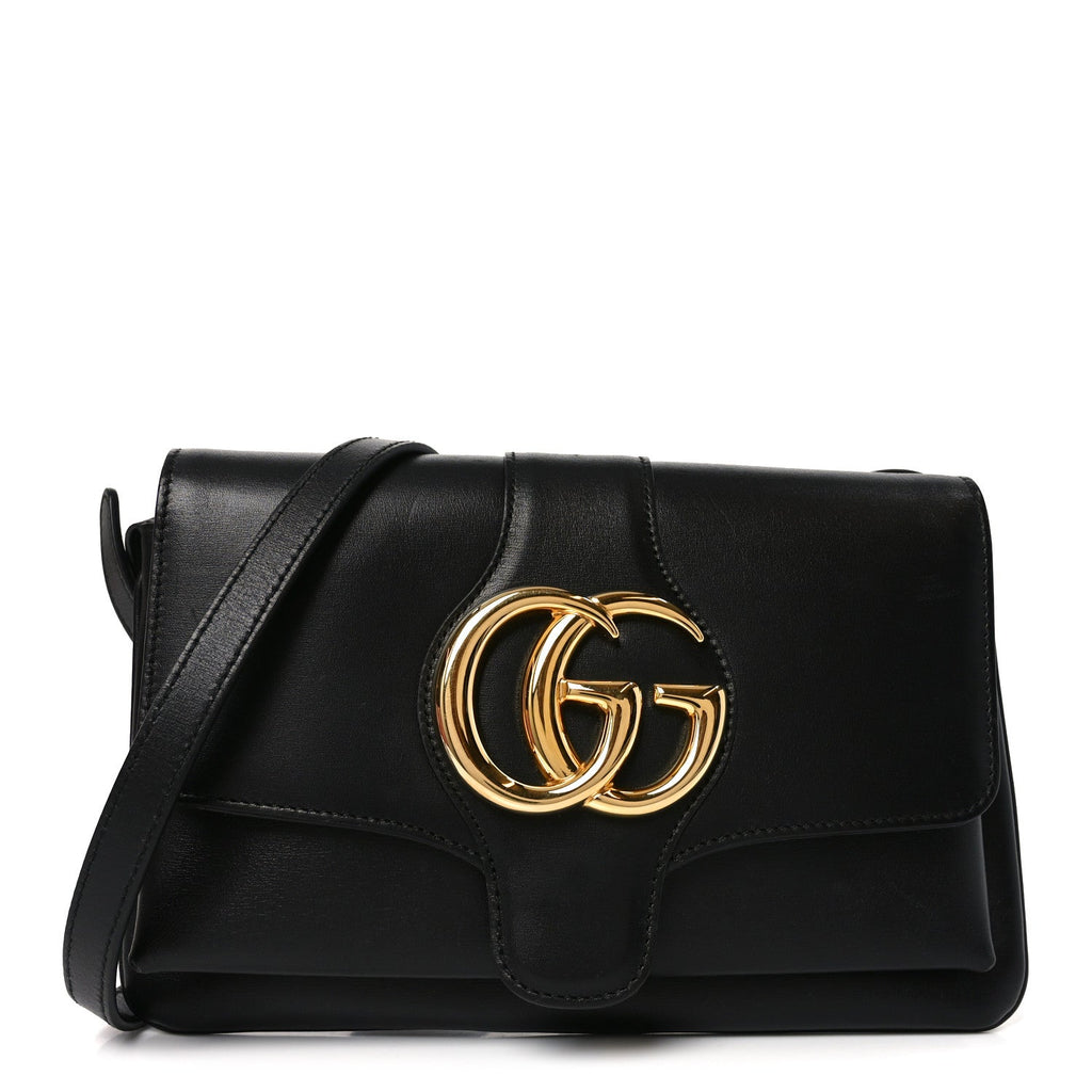 Gucci Vitello Palmellato Lux Small Arli Flap Shoulder Bag Black