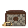 Gucci GG Supreme Monogram Azalea Calfskin Retro Interlocking G Compact Wallet Beige Ebony Brown Sugar