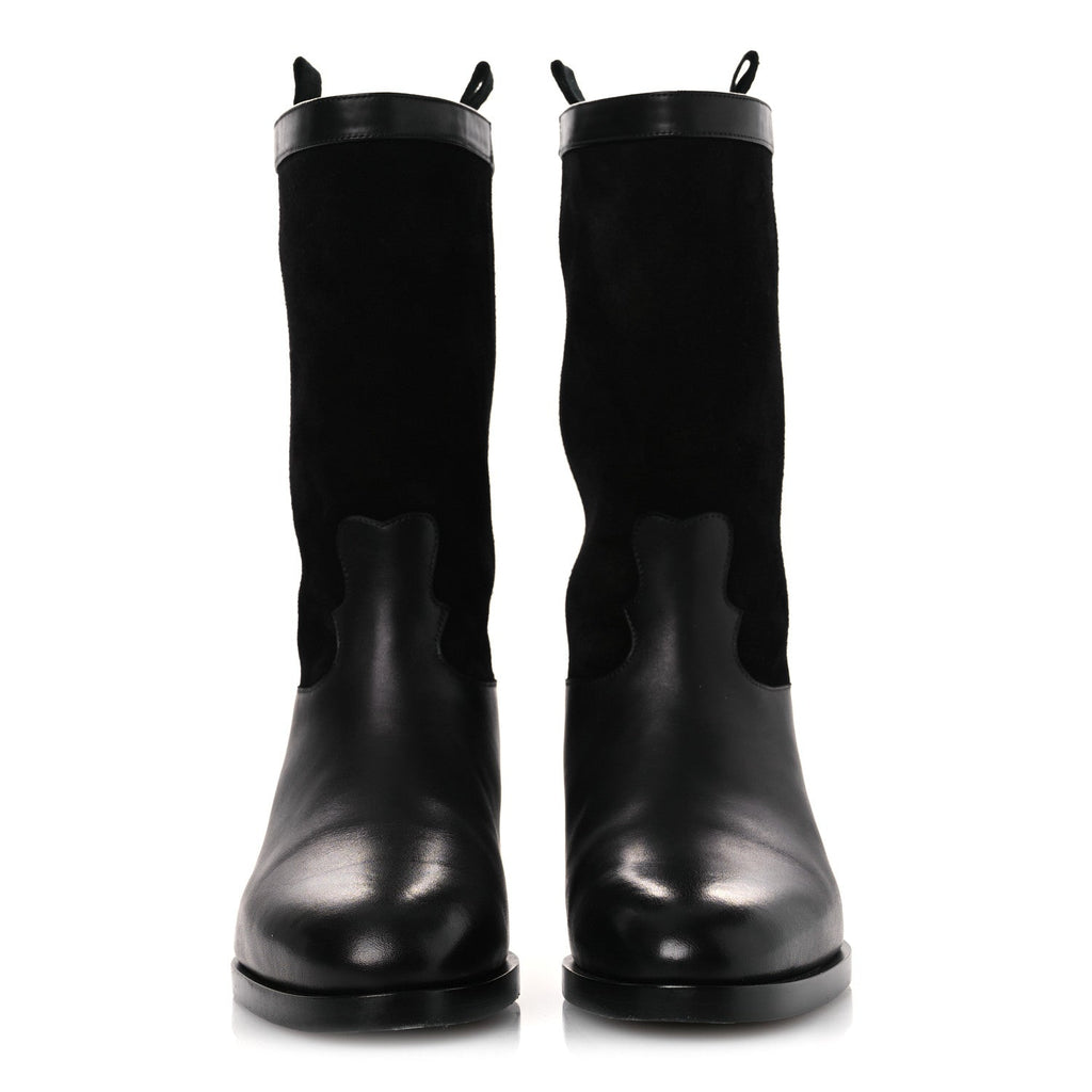 Chanel Suede Calfskin CC Short Boots 37 Black