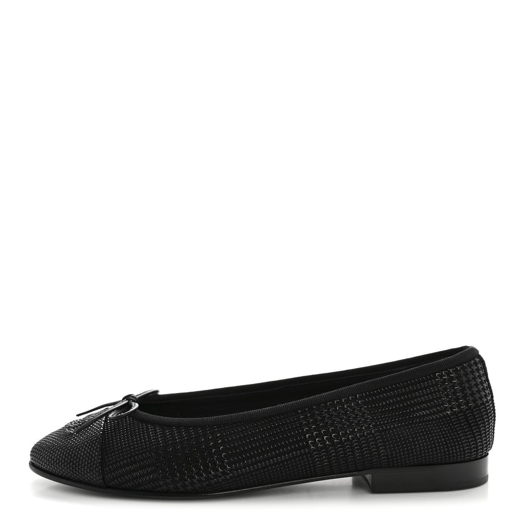 Chanel Suede Kidskin Cap Toe CC Ballerina Flats 39 Black