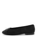 Chanel Suede Kidskin Cap Toe CC Ballerina Flats 39 Black