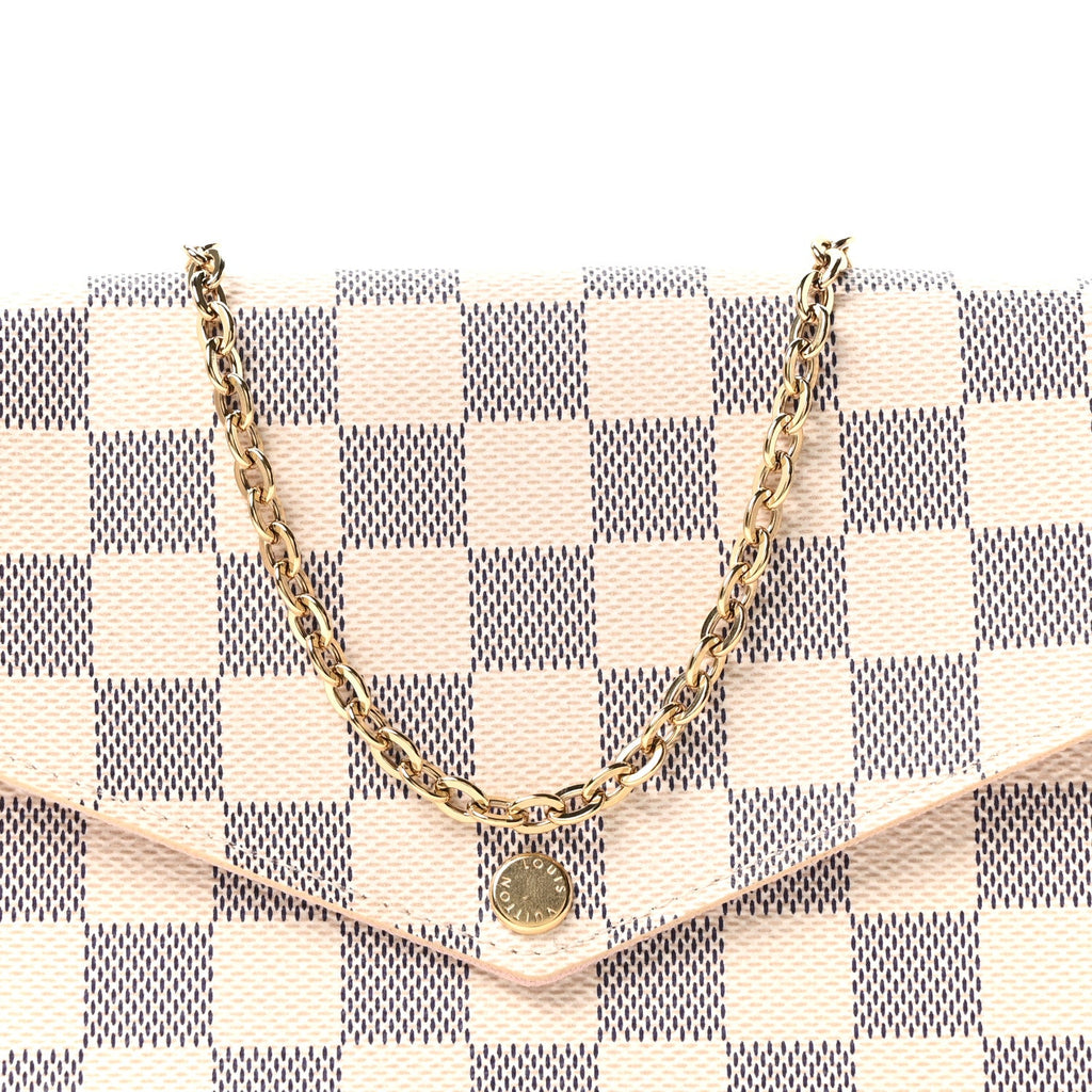 Louis Vuitton Damier Azur Pochette Felicie Chain Wallet Rose Ballerine