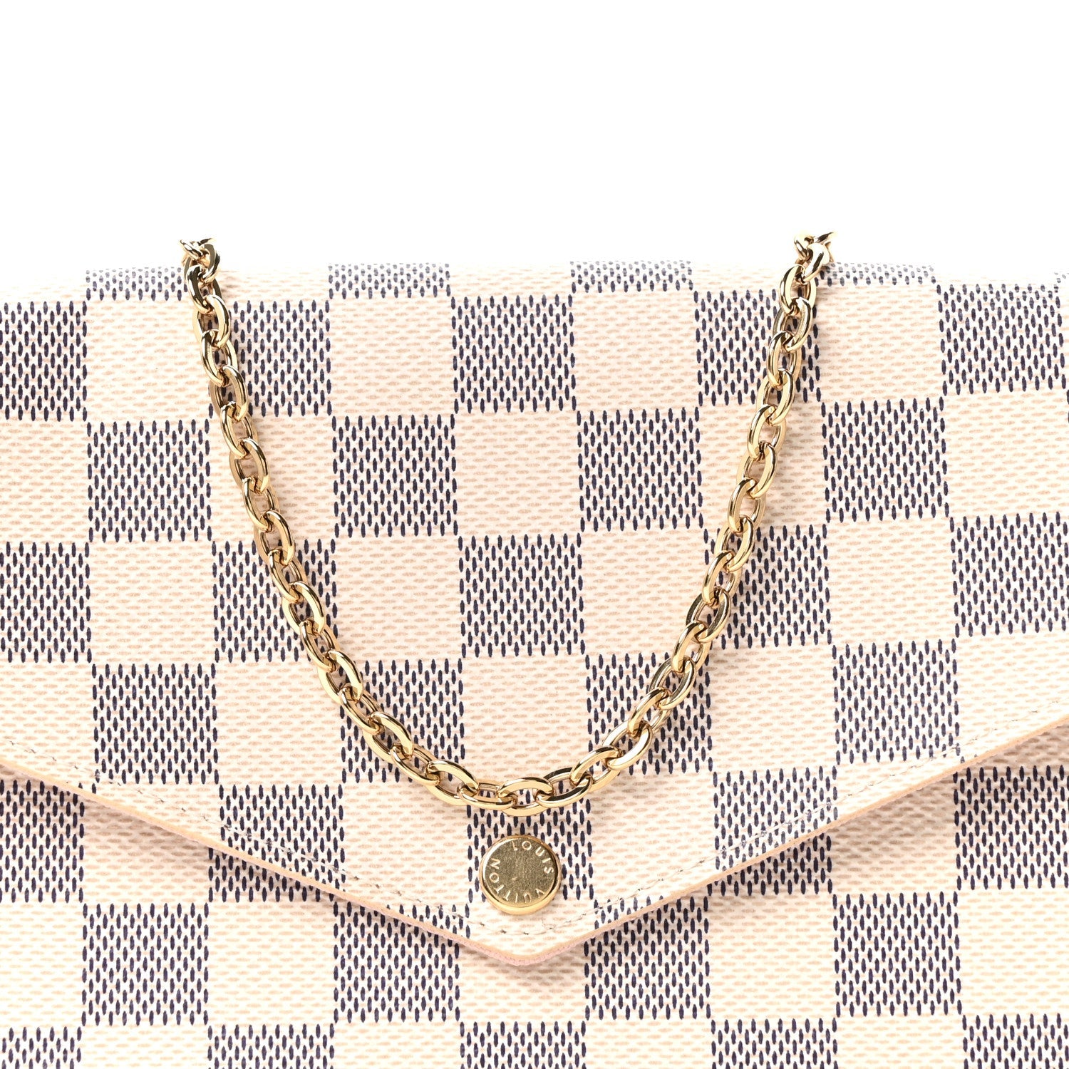 Louis Vuitton Damier Azur Pochette Felicie Chain Wallet Rose Ballerine