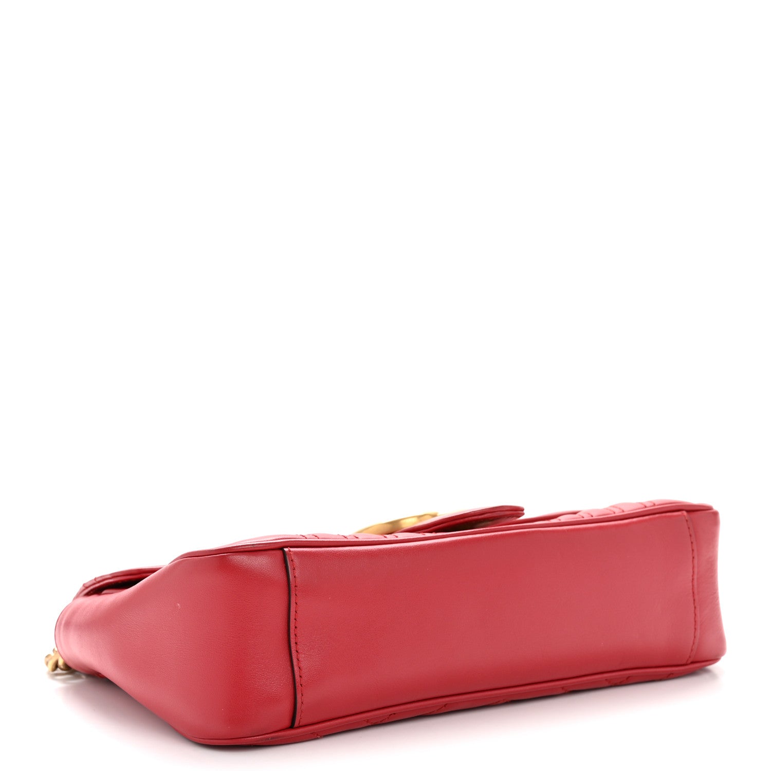 Gucci Calfskin Matelasse Small GG Marmont Shoulder Bag Hibiscus Red