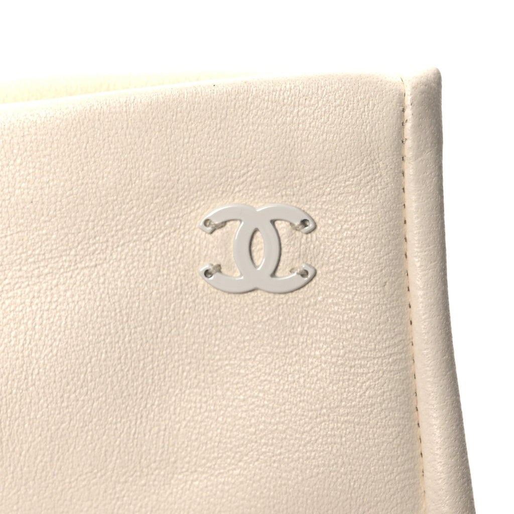 Lambskin Fingerless CC Bow Long Gloves Ivory