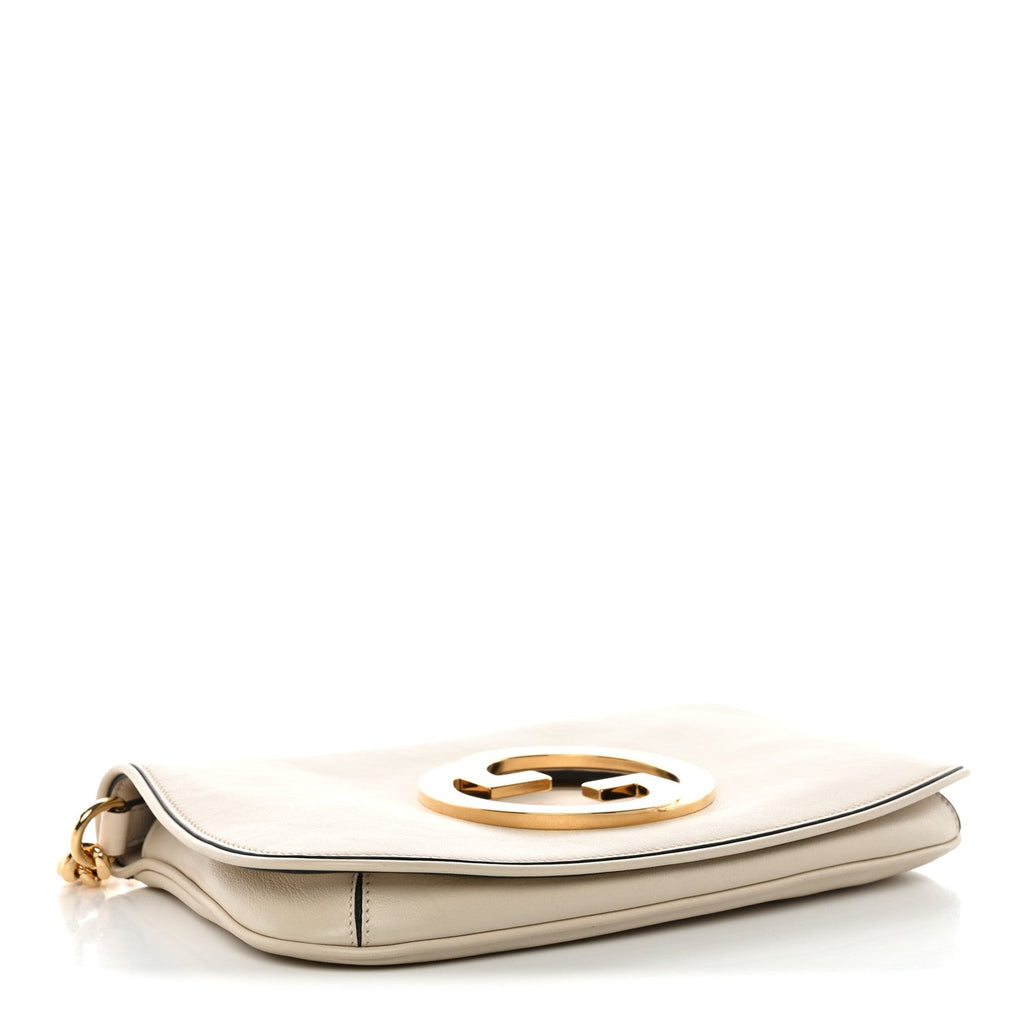 Gucci Roxy Calfskin Blondie Chain Shoulder Flap Bag Mystic White