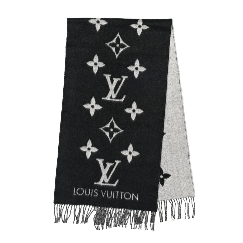 Louis Vuitton Cashmere Monogram Reykjavik Scarf Black