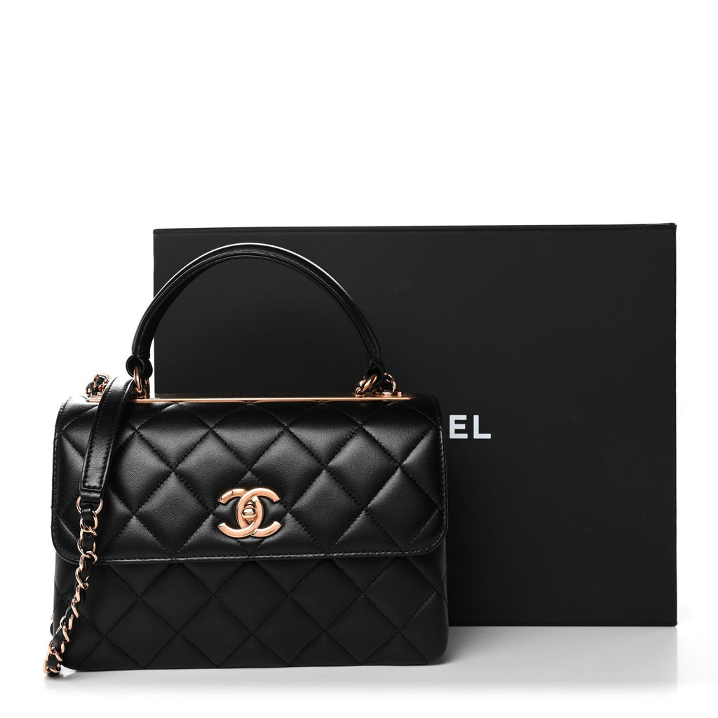 Chanel Lambskin Quilted Small Trendy CC Dual Handle Flap Bag Black