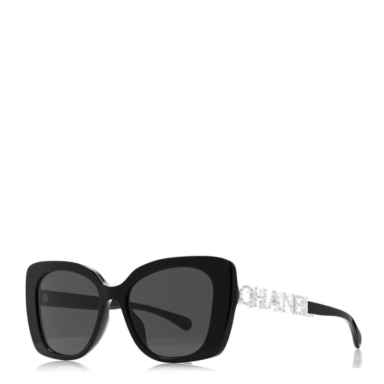 Acetate Strass Square Sunglasses 5422-B-A Black White
