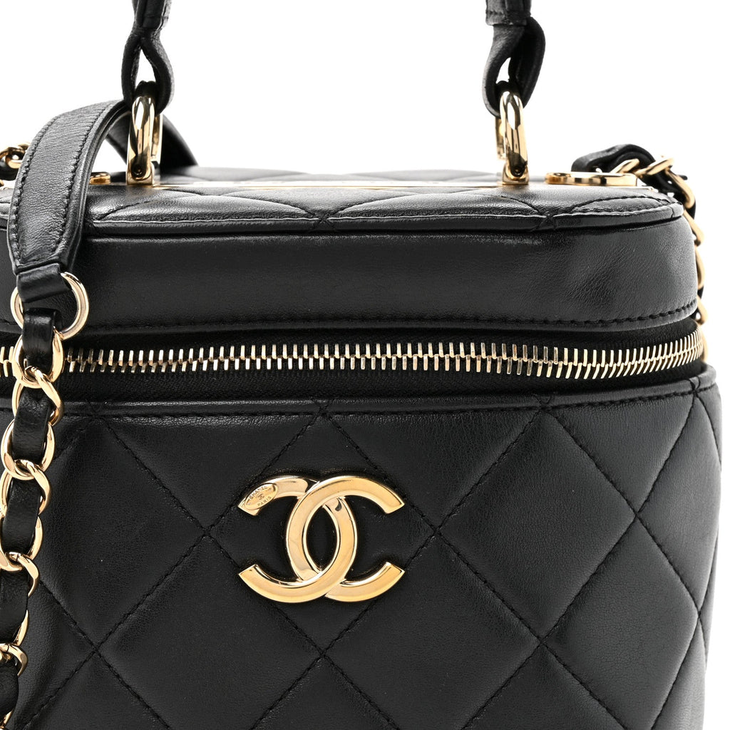 Chanel Lambskin Quilted Trendy Vanity Case Black