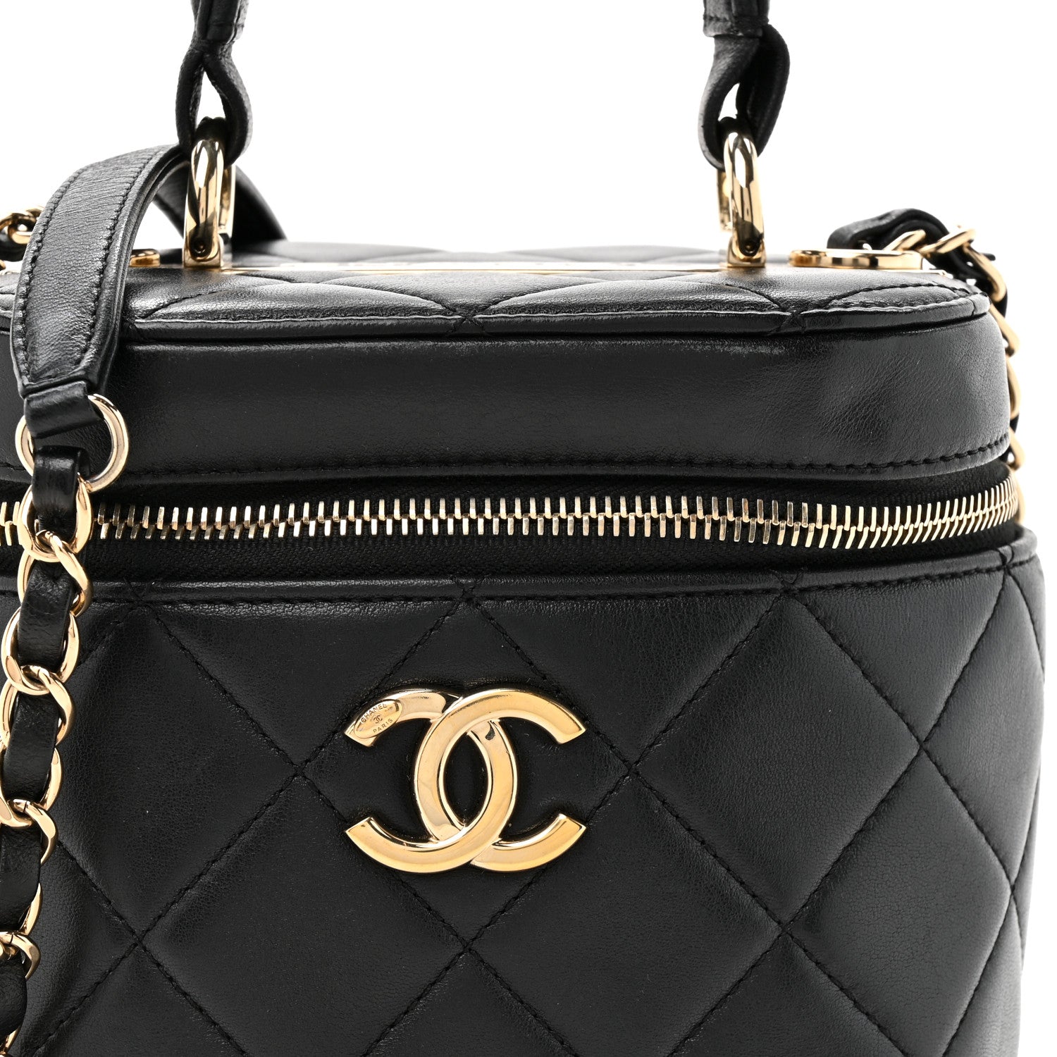Chanel Lambskin Quilted Trendy Vanity Case Black