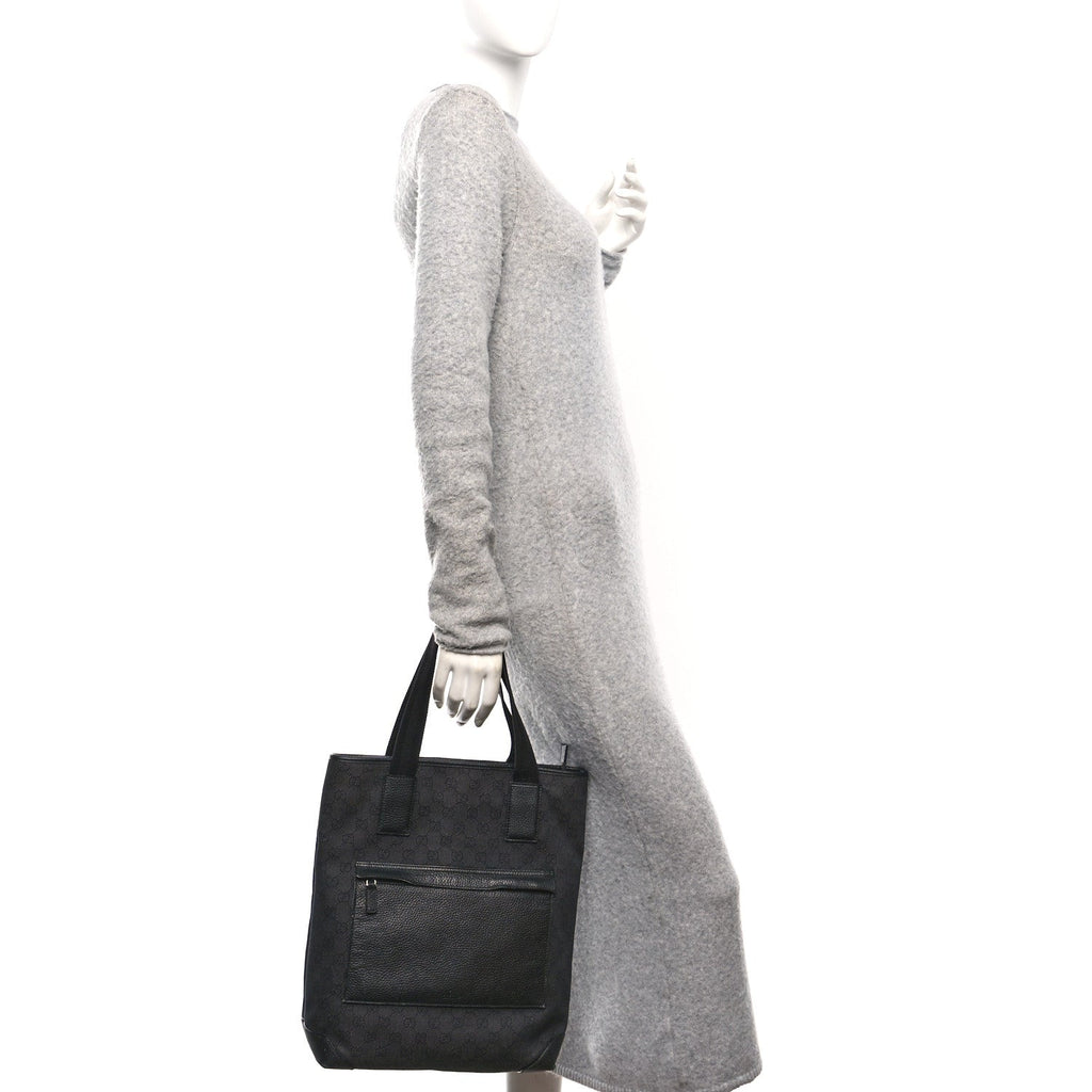 Gucci Denim Monogram Tote Bag Black