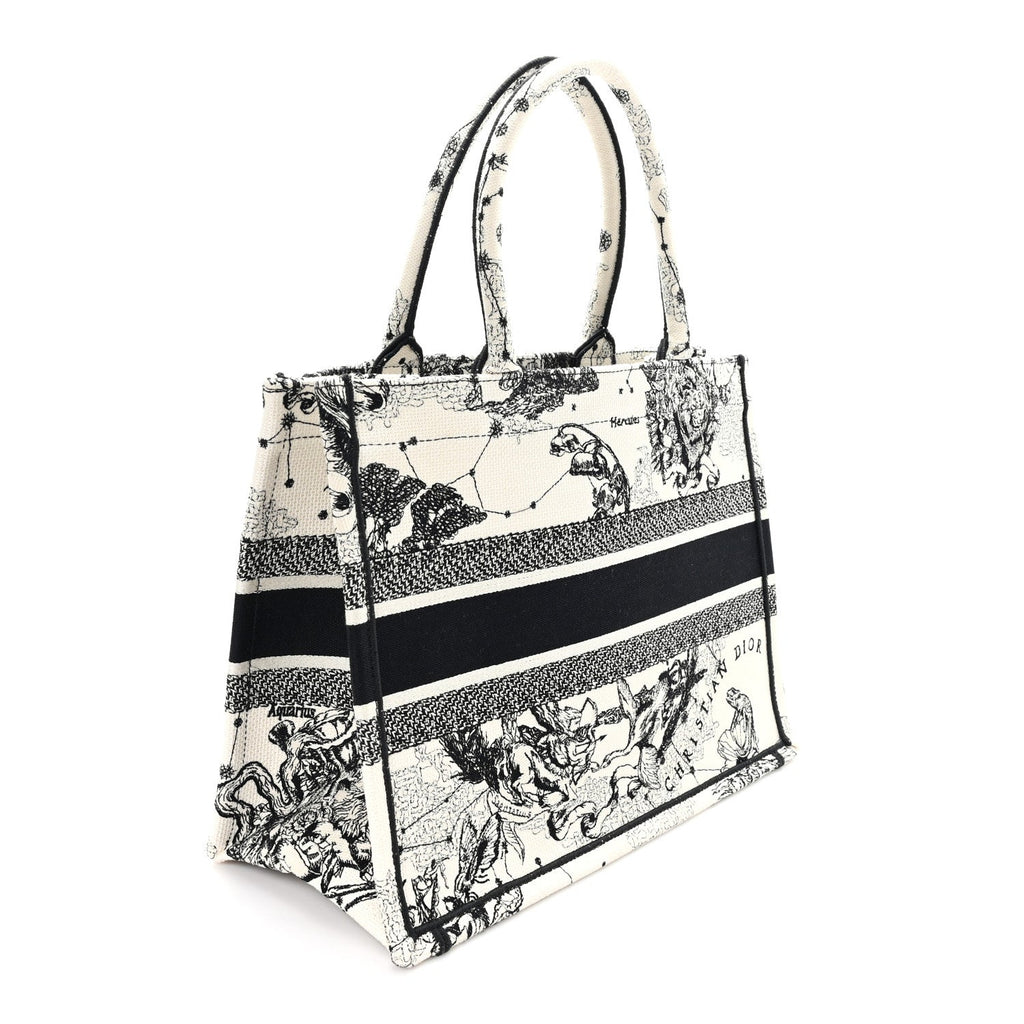 Christian Dior Canvas Zodiac Toile De Jouy Embroidered Medium Book Tote Latte