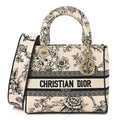 Christian Dior Canvas Embroidered Jardin Botanique Medium Lady D-Lite Light Pink Black