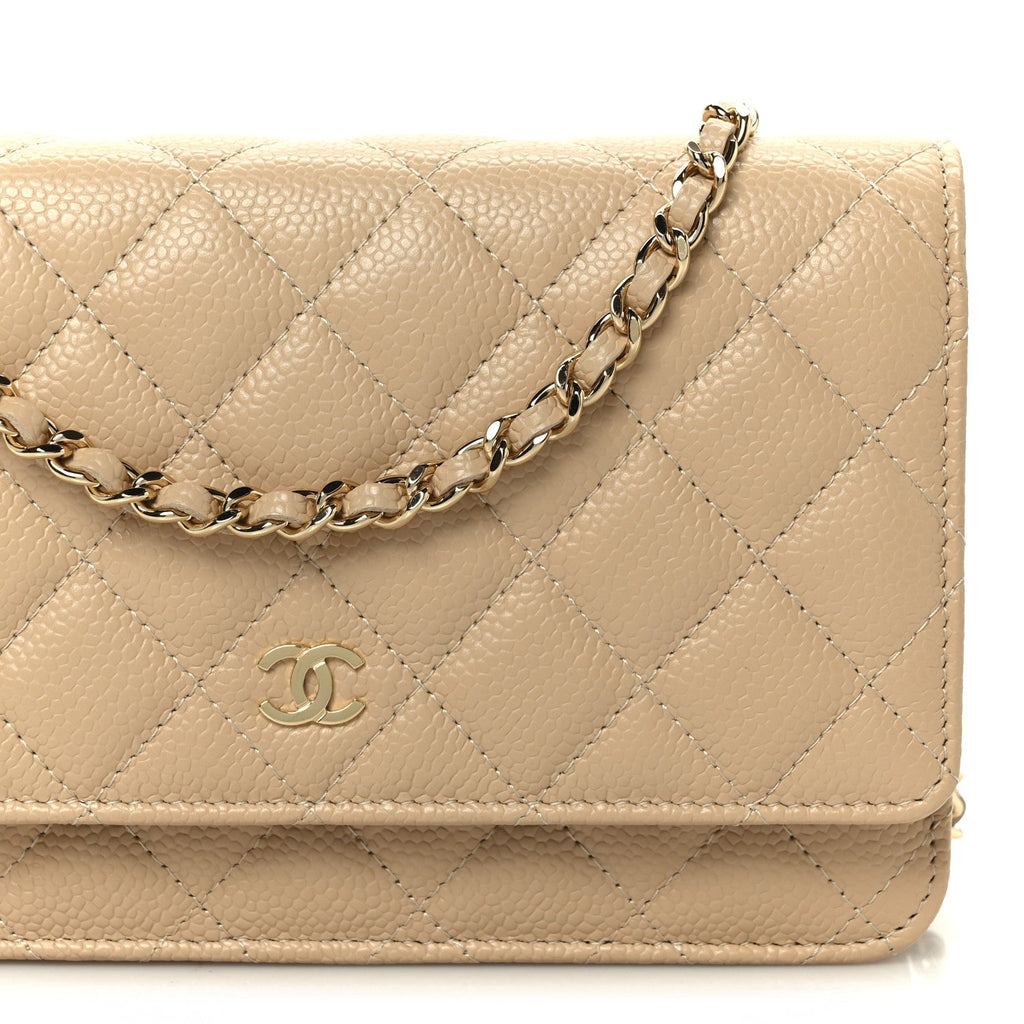Chanel Caviar Quilted Wallet on Chain WOC Beige