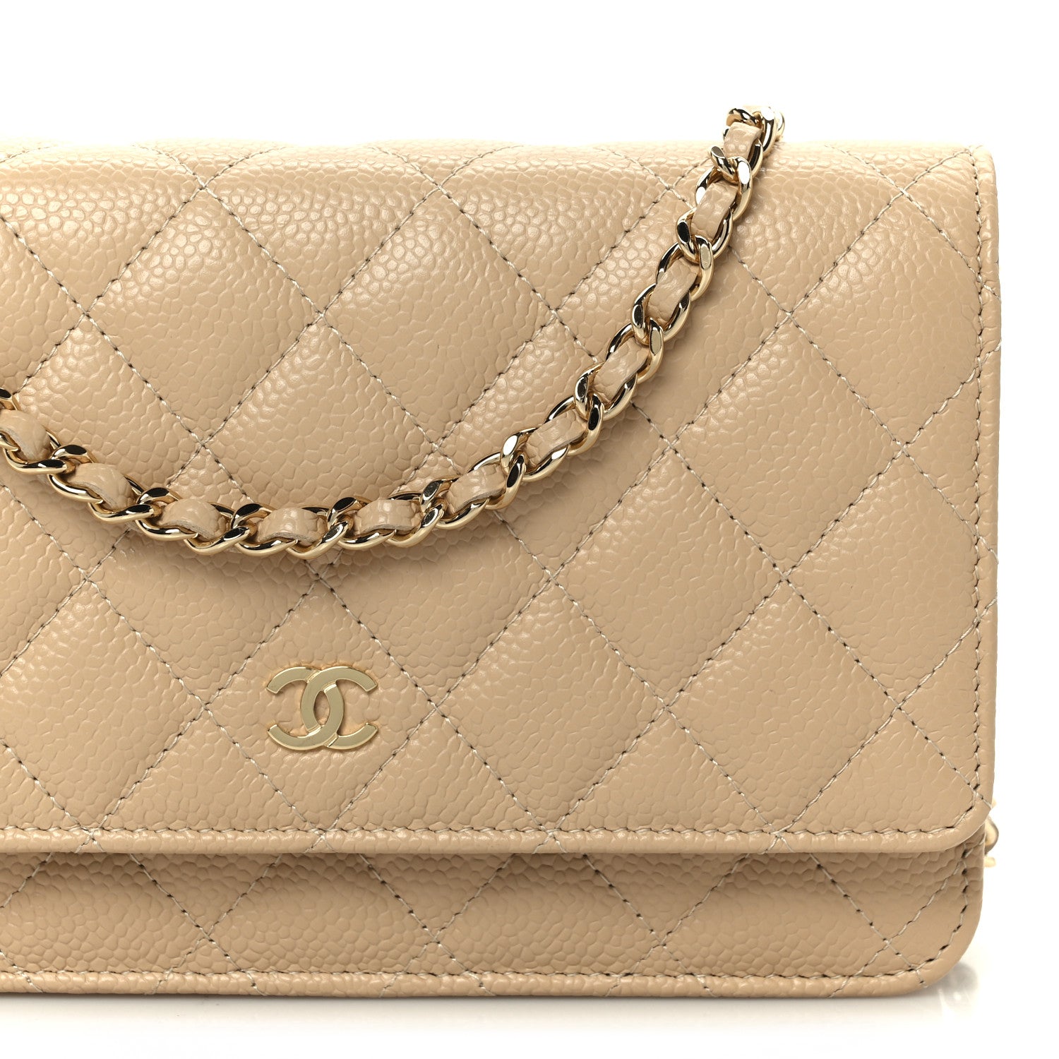 Chanel Caviar Quilted Wallet on Chain WOC Beige