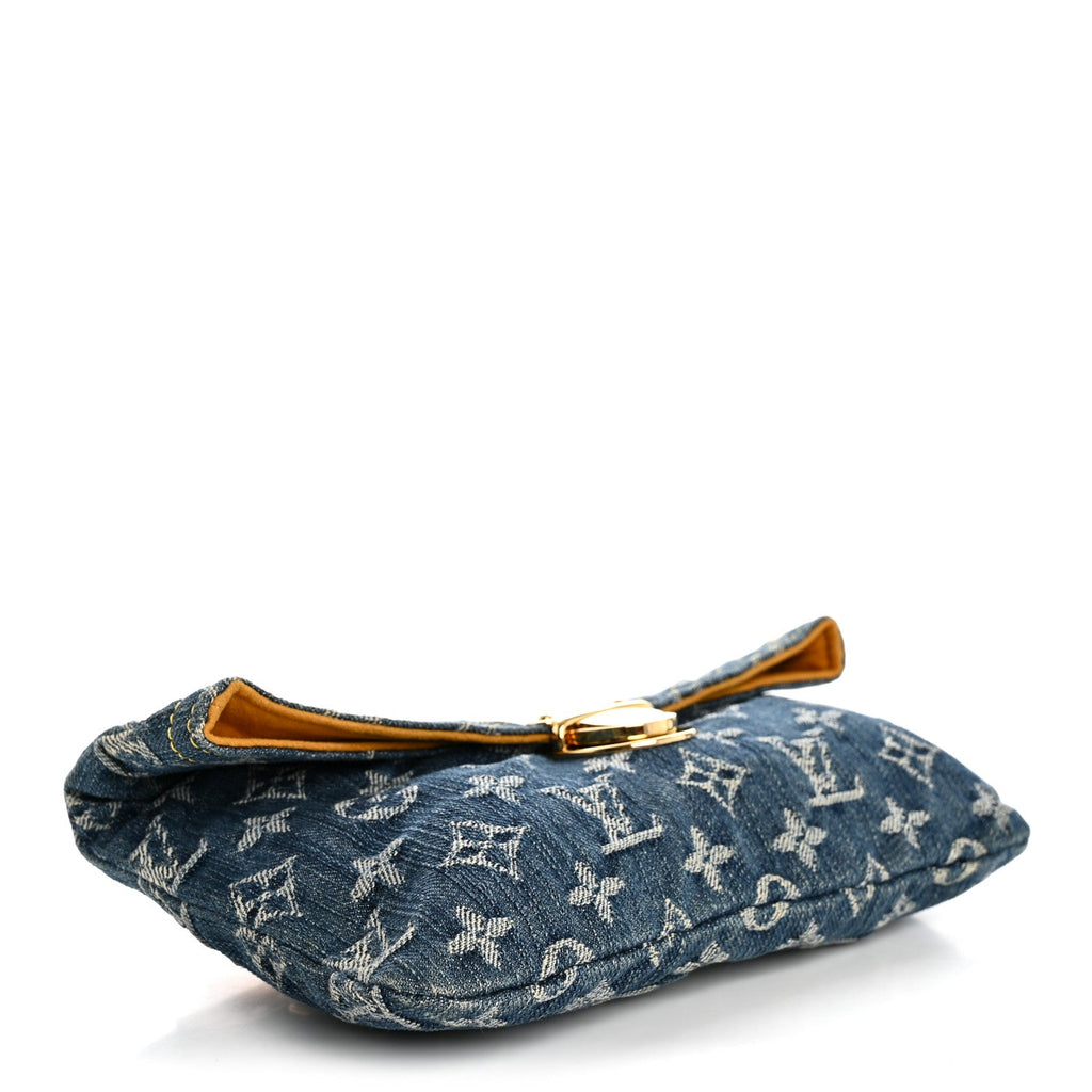 Louis Vuitton Monogram Denim Pochette Plat Clutch Blue
