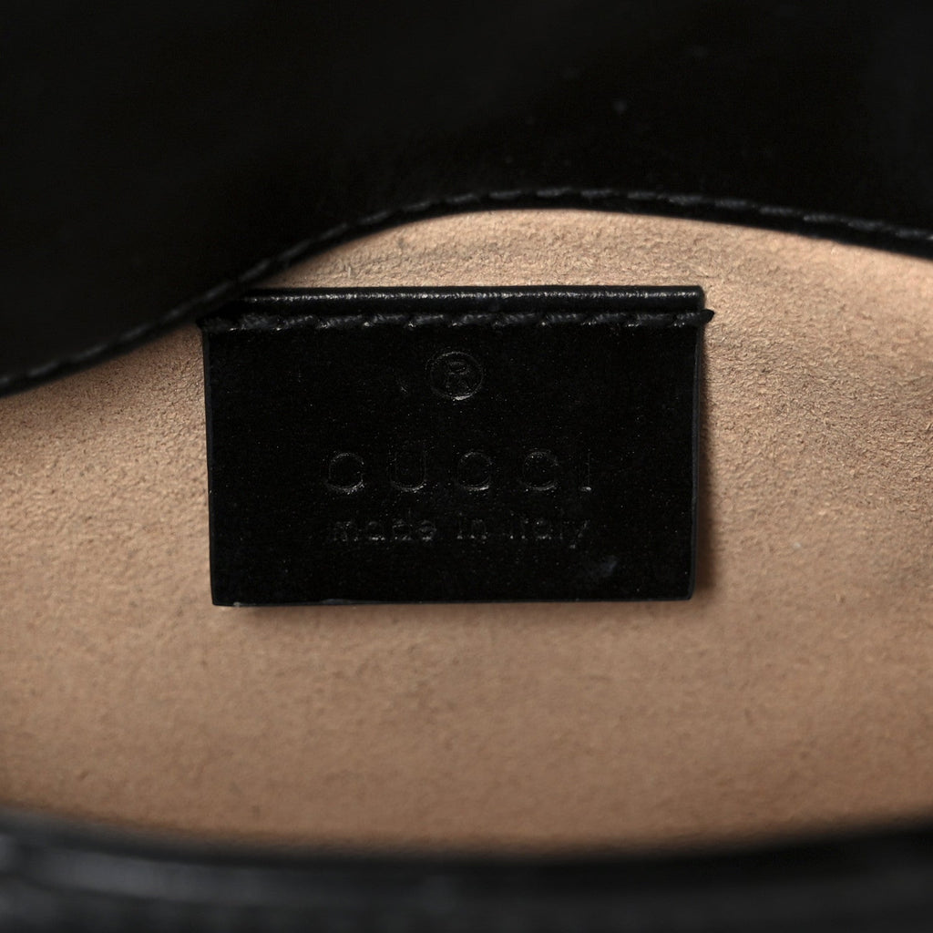 Gucci Calfskin Matelasse Super Mini GG Marmont Shoulder Bag Black