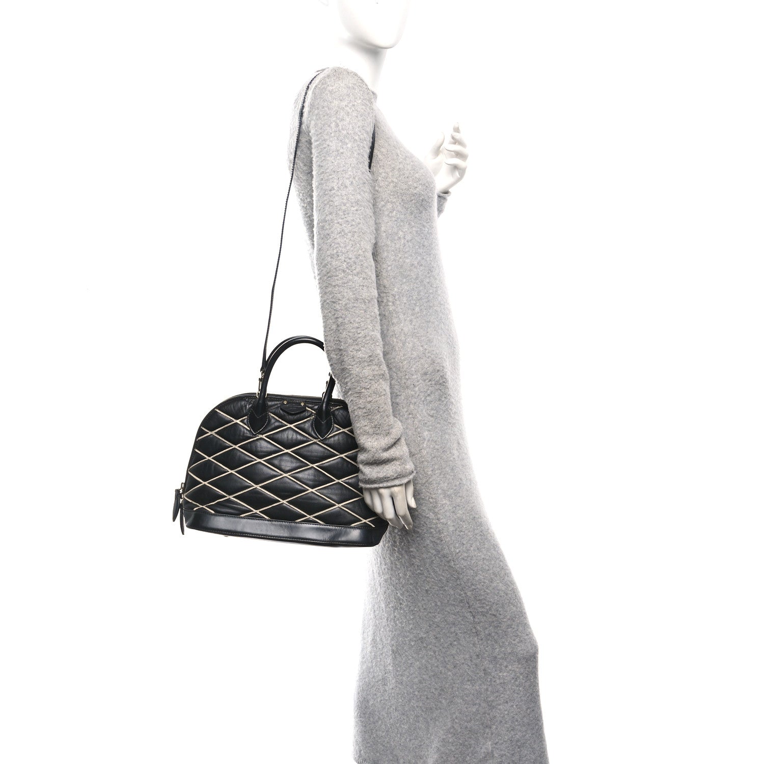 Louis Vuitton Lambskin Malletage Alma PM Black