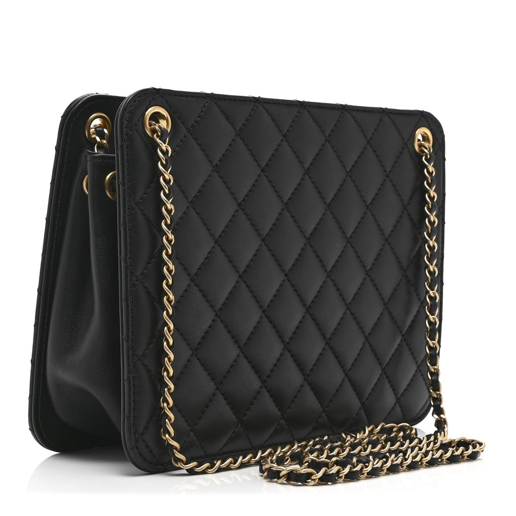 Chanel Calfskin Quilted CC Chain Accordion Tote Black