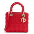 Christian Dior Lambskin Cannage Medium Lady Dior Red