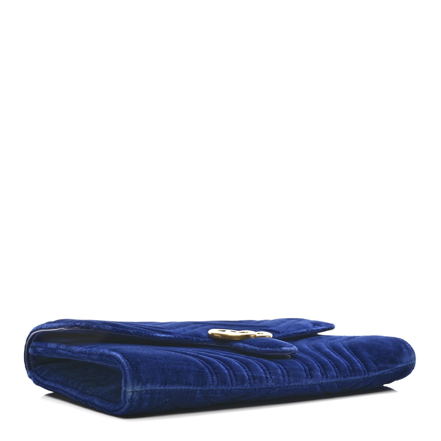 Gucci Velvet Matelasse GG Marmont Clutch Cobalt Blue