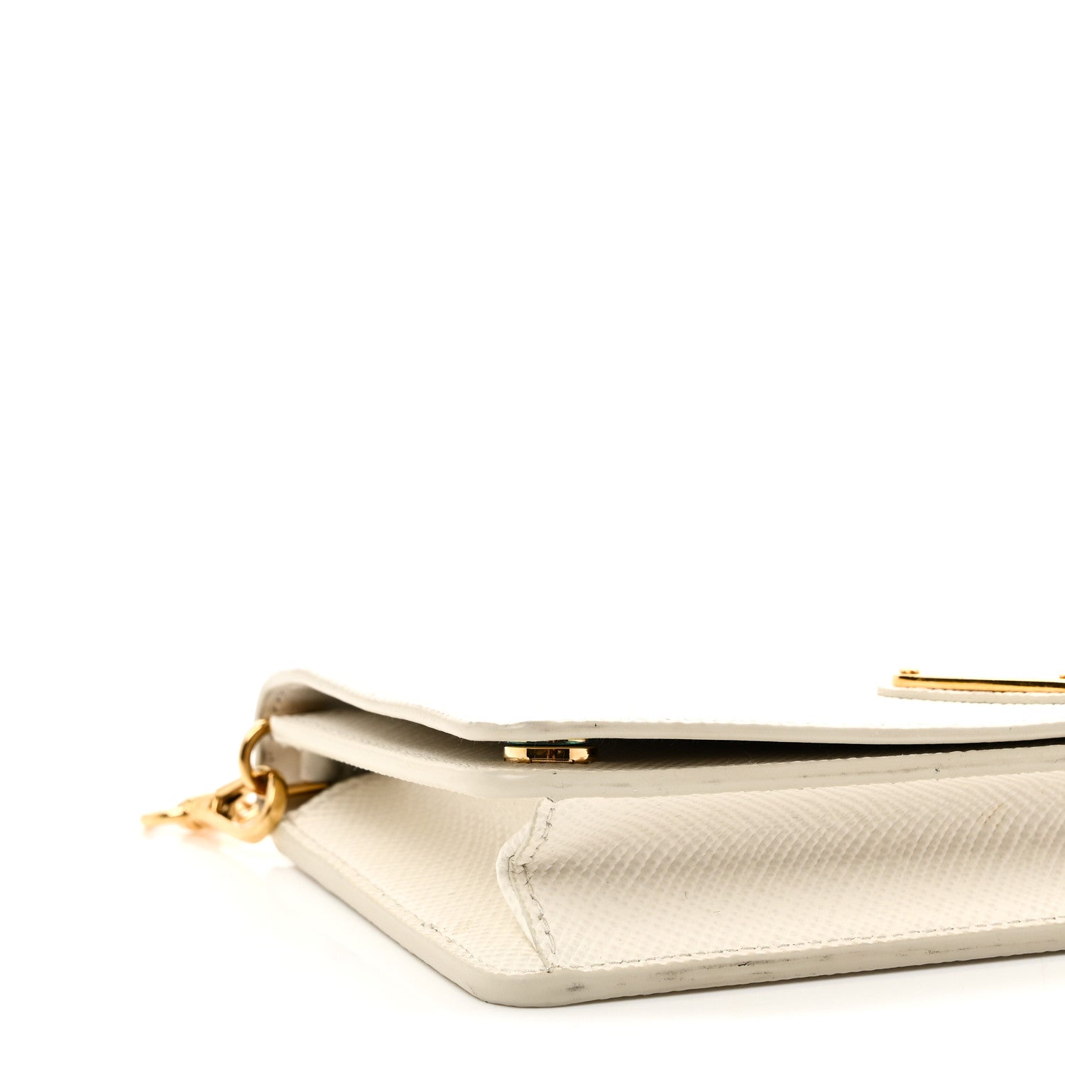 Prada Saffiano Cuir Triangle Logo Miniborse White