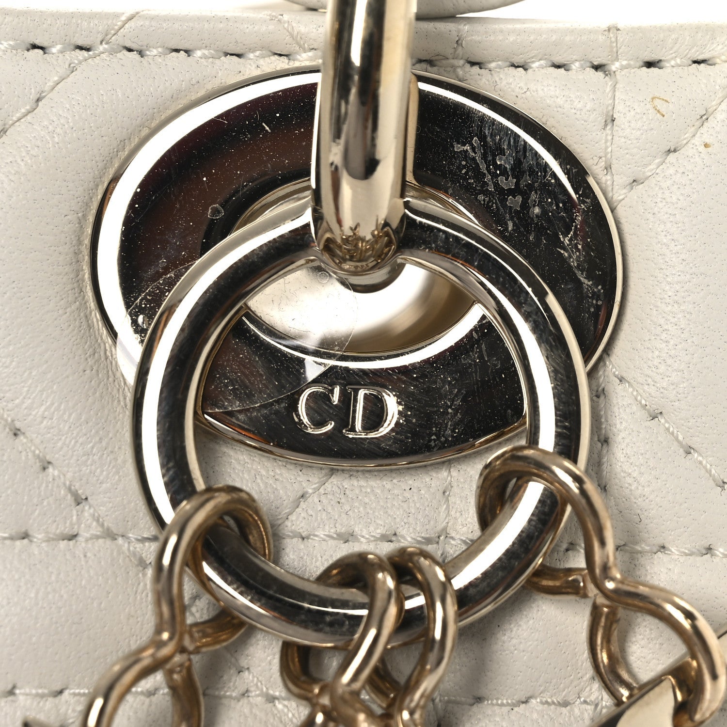 Christian Dior Lambskin Cannage Mini Lady Dior White