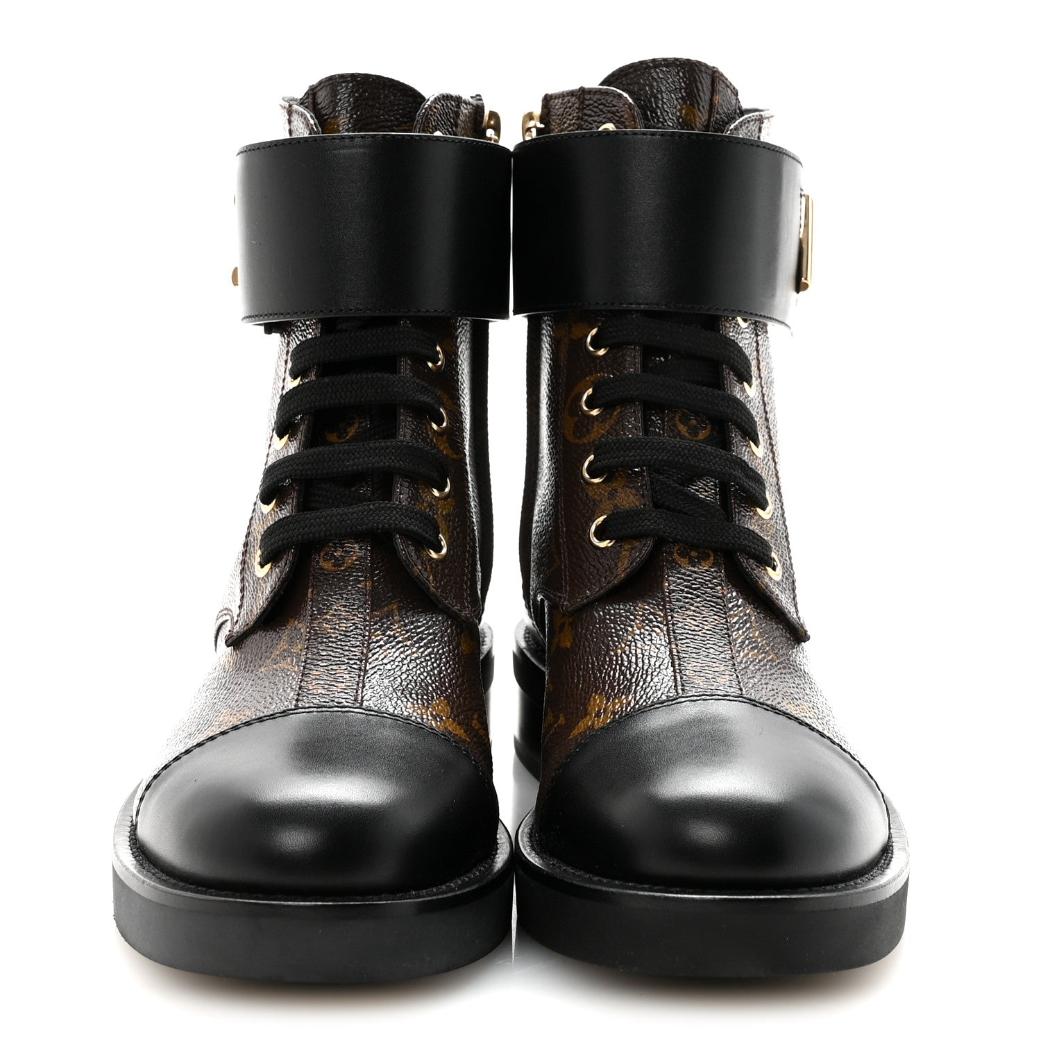 Louis Vuitton Calfskin Monogram Wonderland Flat Ranger Boots 37 Black