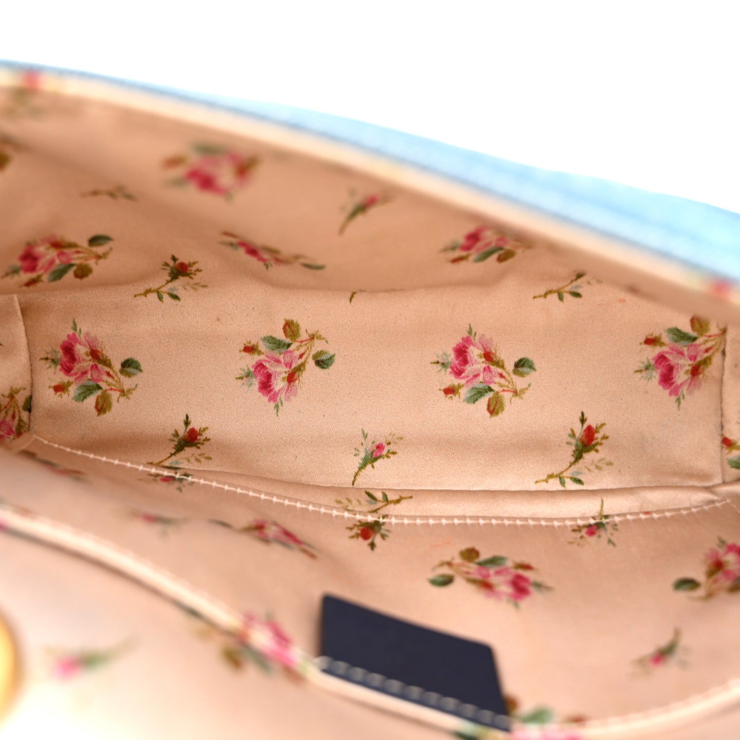 Gucci Denim Matelasse Mini Pearly GG Marmont Shoulder Bag Blue