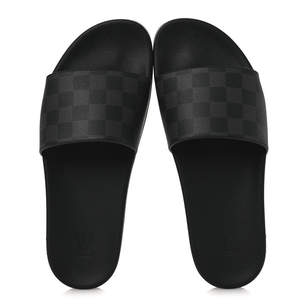 Louis Vuitton Damier Graphite Mens Waterfront Slide Sandal 9 Black