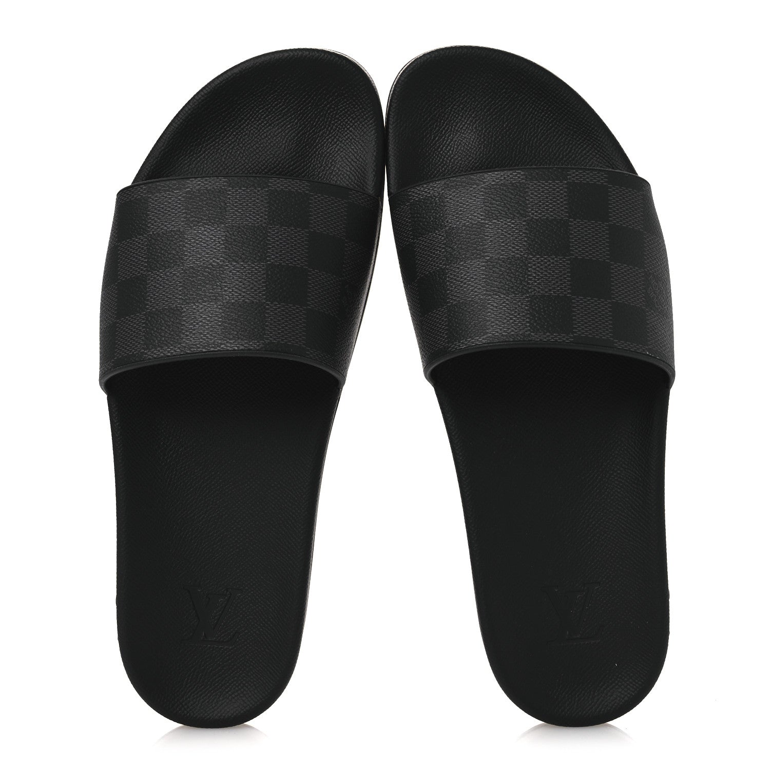 Louis Vuitton Damier Graphite Mens Waterfront Slide Sandal 9 Black