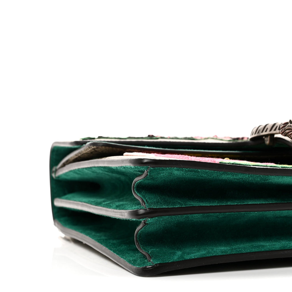 Gucci GG Supreme Monogram Embroidered Medium Dionysus Shoulder Bag Emerald