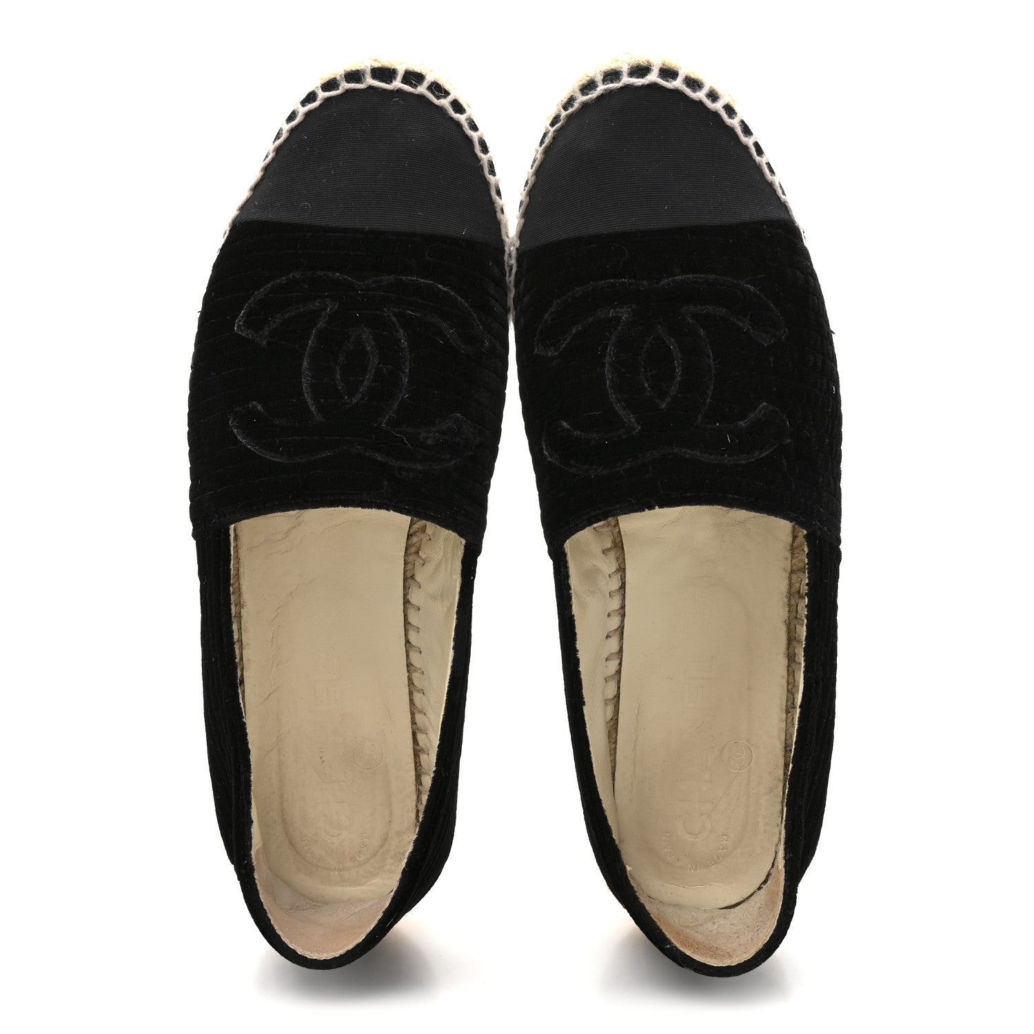 Chanel Velvet Grosgrain CC Espadrilles 38 Black