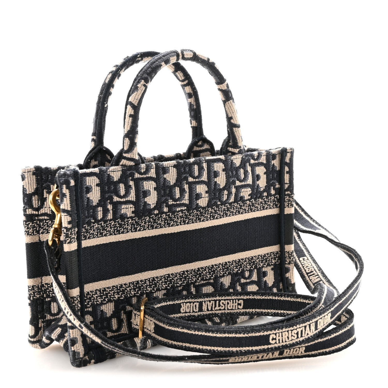Christian Dior Oblique Mini Book Tote With Strap Blue Multicolor