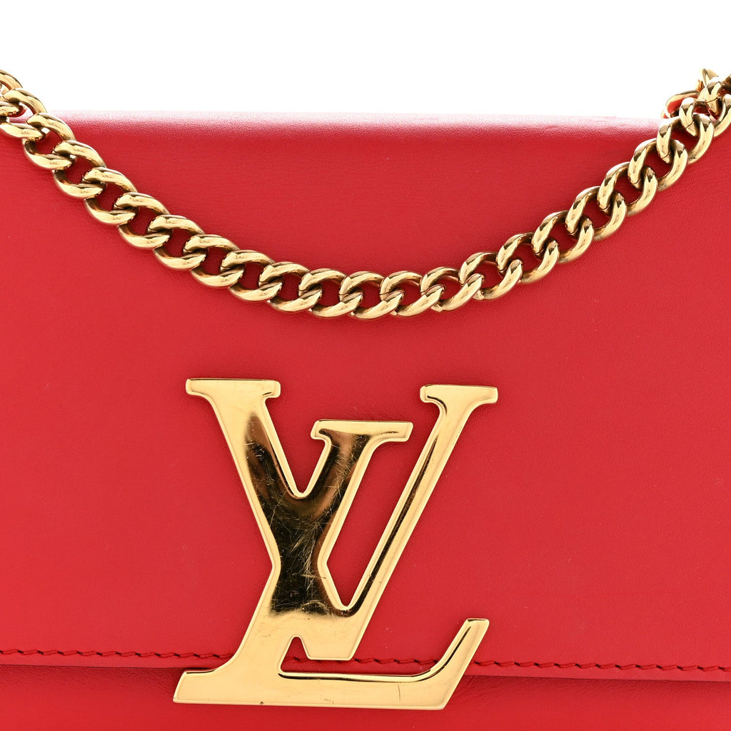 Louis Vuitton Calfskin Chain Louise MM Red