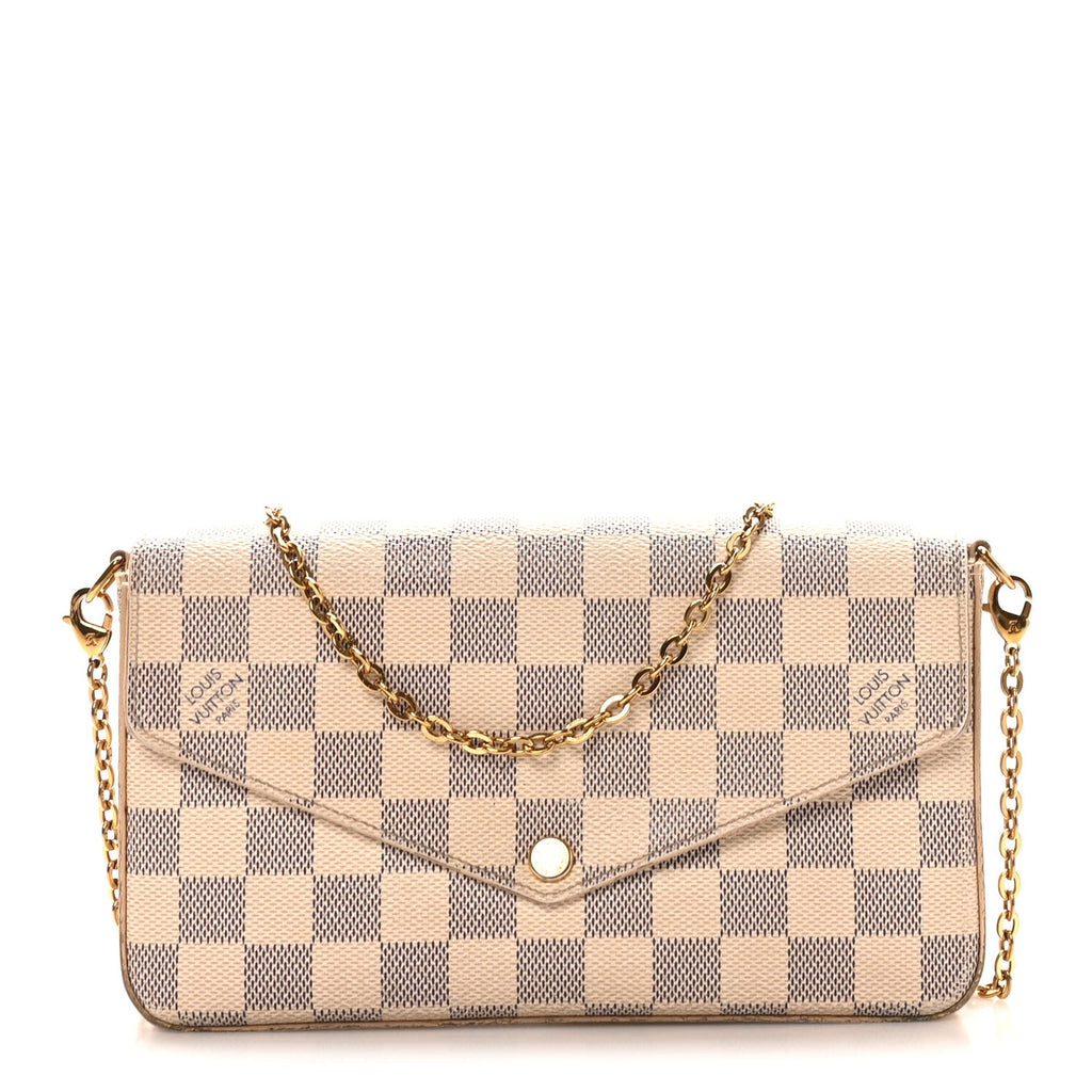 Louis Vuitton Damier Azur Pochette Felicie Chain Wallet Rose Ballerine