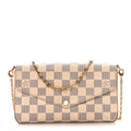 Louis Vuitton Damier Azur Pochette Felicie Chain Wallet Rose Ballerine