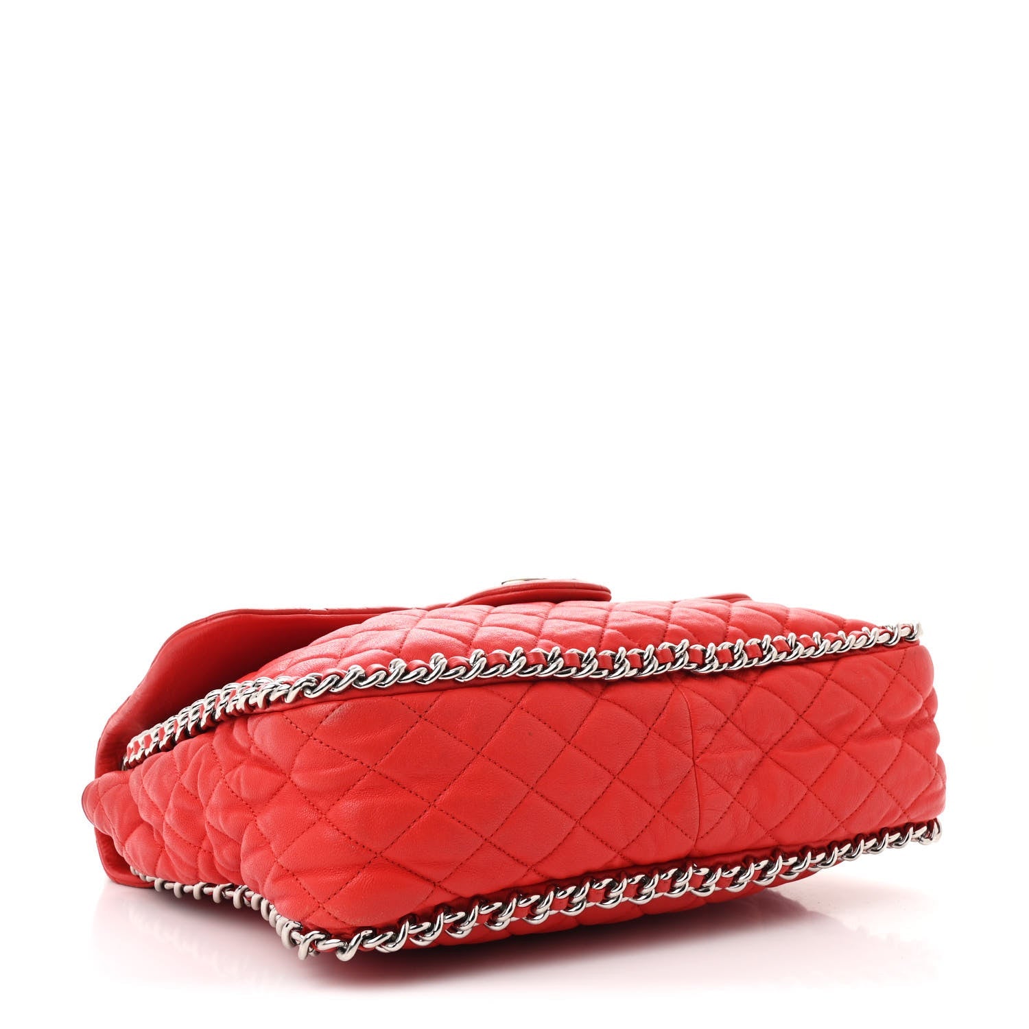 Chanel Washed Lambskin Quilted Maxi Chain Around Flap Red