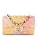 Chanel Lambskin Quilted Tie Dye Ombre Mini Rectangular Flap Yellow Multicolor