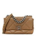 Chanel Lambskin Quilted Medium Chanel 19 Flap Dark Beige