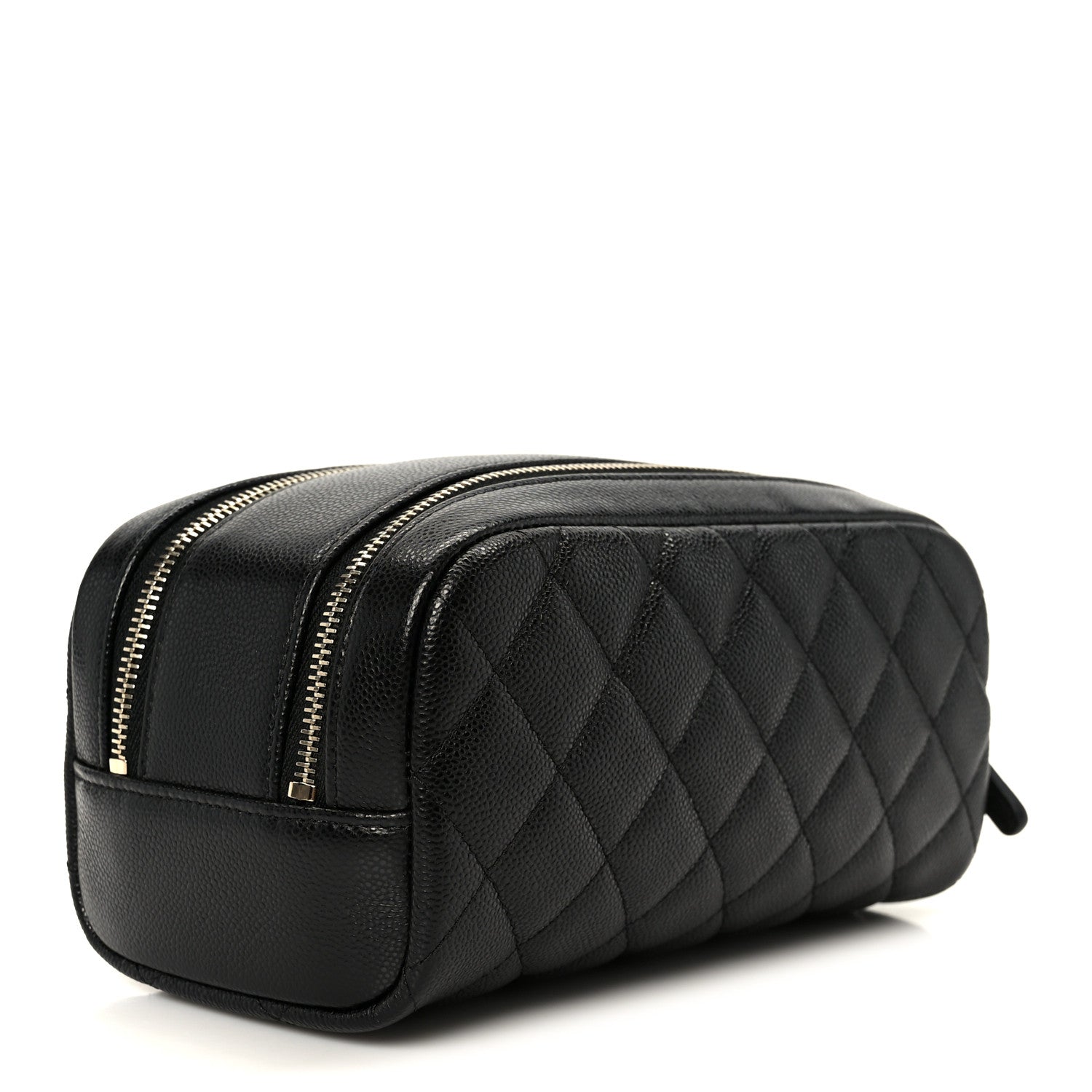 Chanel Caviar Quilted Toiletry Case With Chain Black