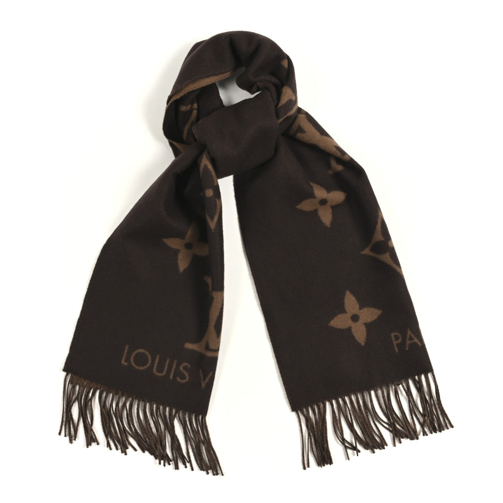 Louis Vuitton Cashmere Monogram Reykjavik Scarf Dark Brown