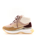 Chanel Shearling Suede CC High Top Sneakers 40 White Pink