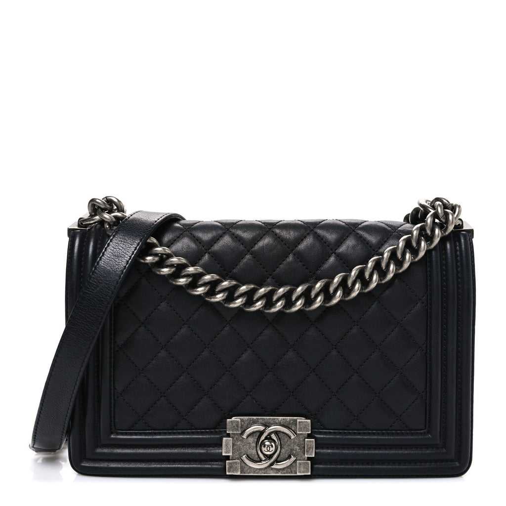 Chanel Lambskin Quilted Medium Boy Flap Black