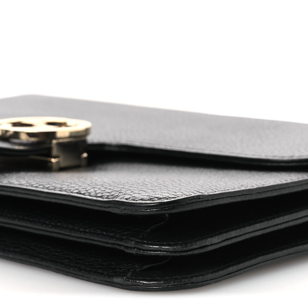 Gucci Dollar Calfskin Interlocking G Shoulder Bag Black