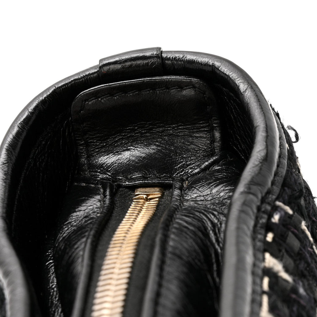Chanel Tweed Calfskin Small Gabrielle Hobo Black White