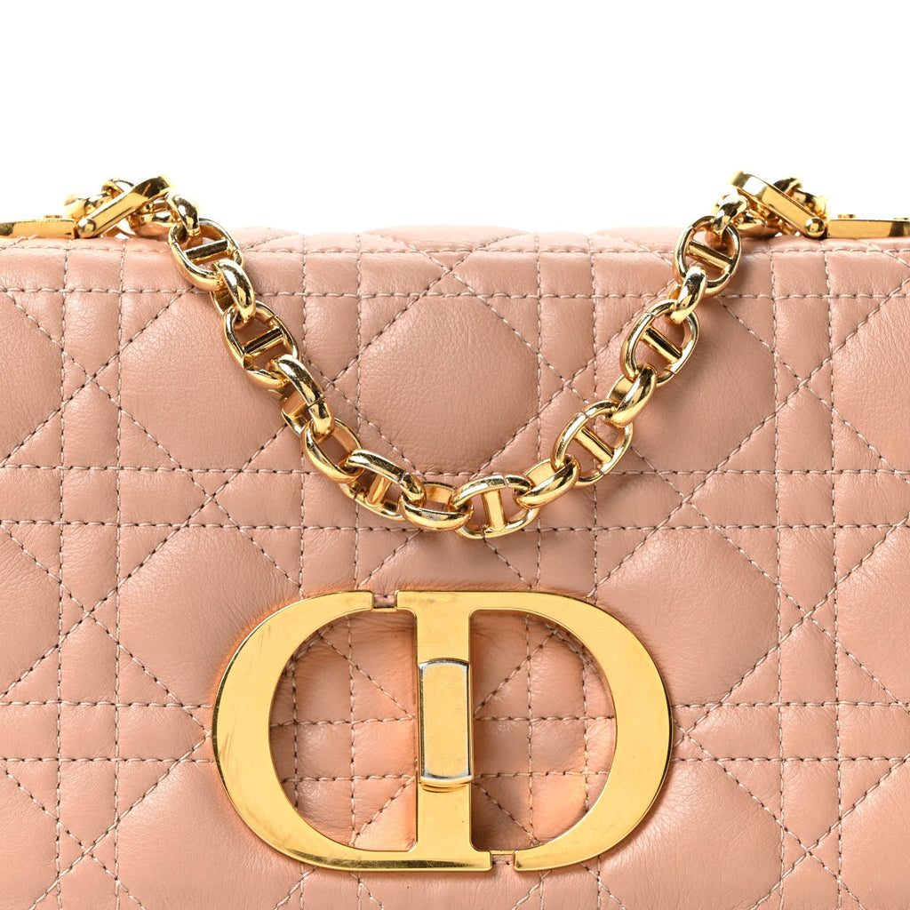 Christian Dior Calfskin Cannage Small Caro Bag Rose De Vents