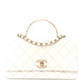 Chanel Caviar Quilted Small Top Handle Flap With Chain White