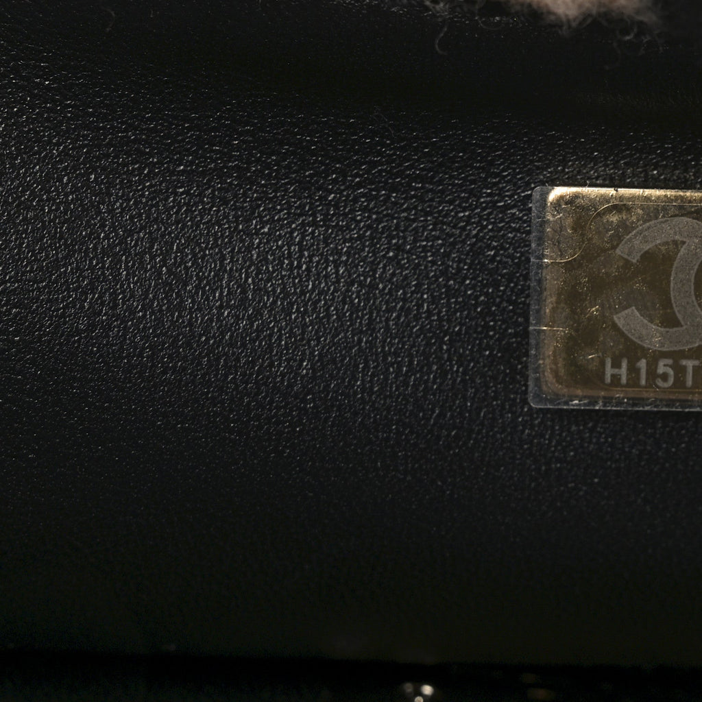 Chanel Shearling Lambskin Large Fluffy Tartan Single Flap Pink Black